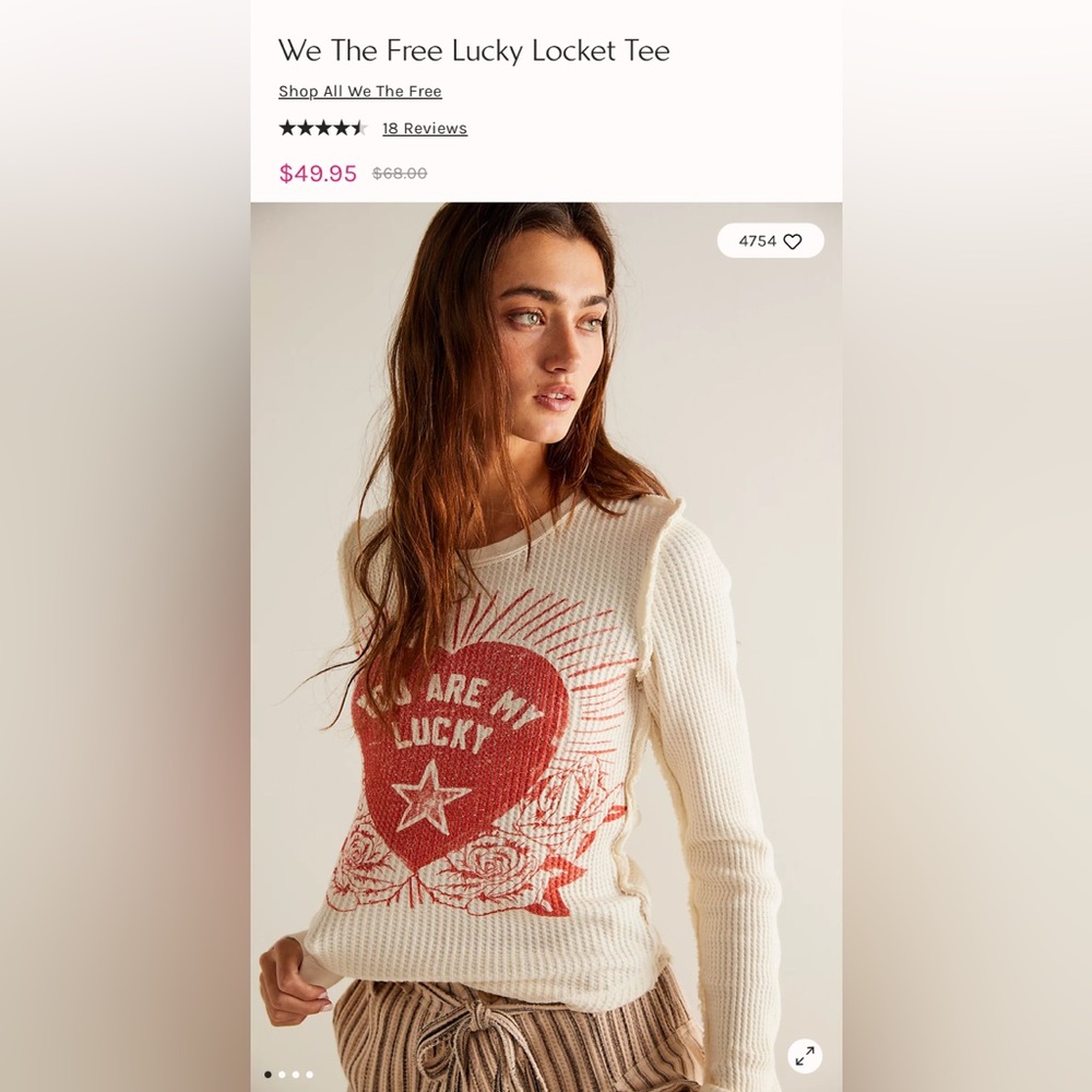 White Long Sleeve Top with Red Heart Graphic